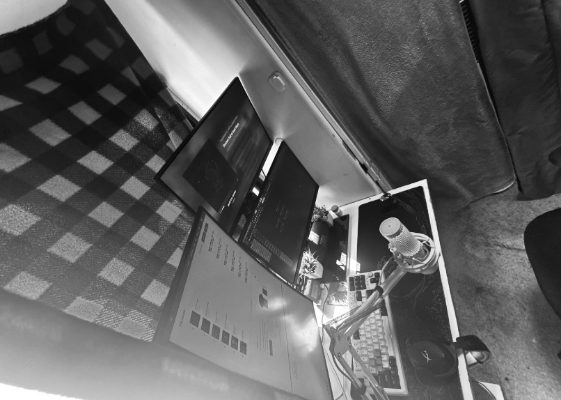 Black and white home studio setup for LIMPnK